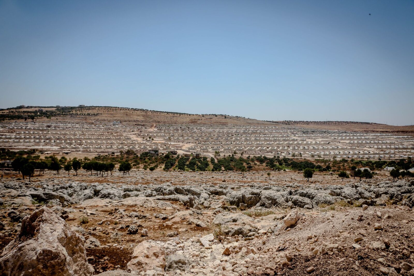 Dry landscape with irrigation equipment