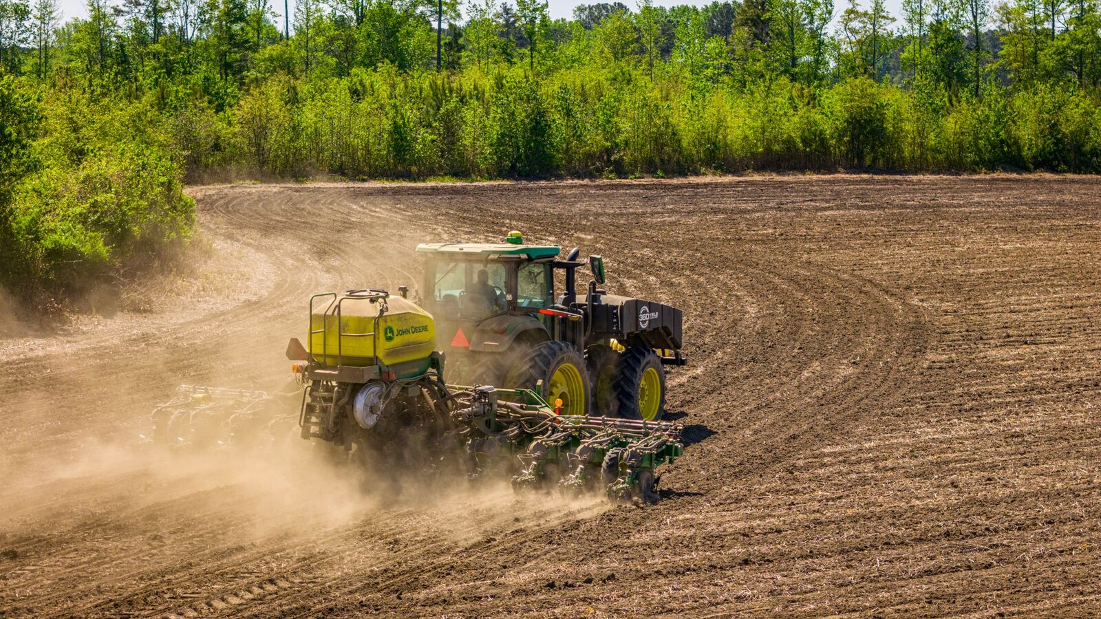 Farm equipment in a field