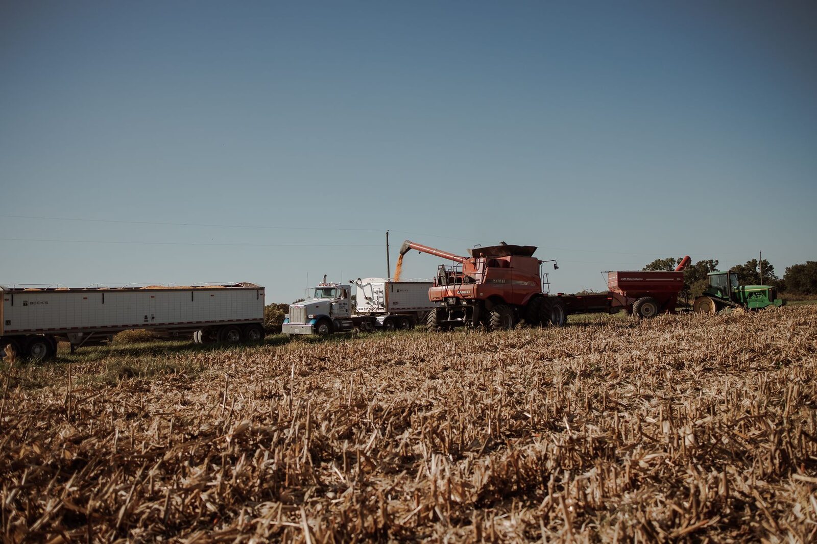 Agricultural landscape with crops and equipment