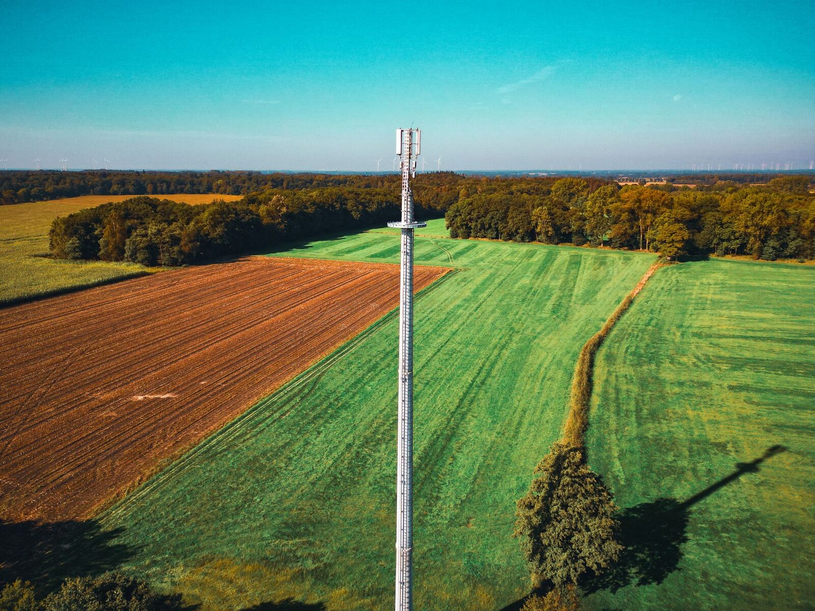 Rural landscape with power transmission lines